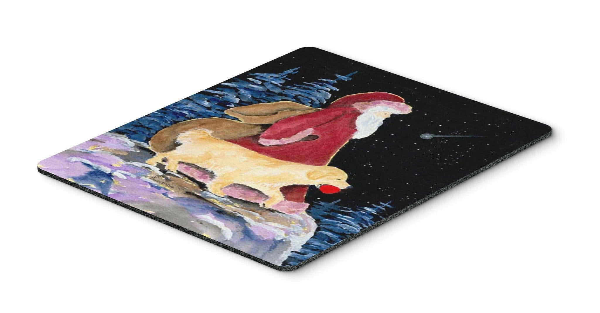 Santa Claus with  Golden Retriever Mouse Pad, Heat Resistant Trivet Hot Pad , Non Slip Rubber Desk Mat, Kitchen Counter Protector, Home Office Decor Gift