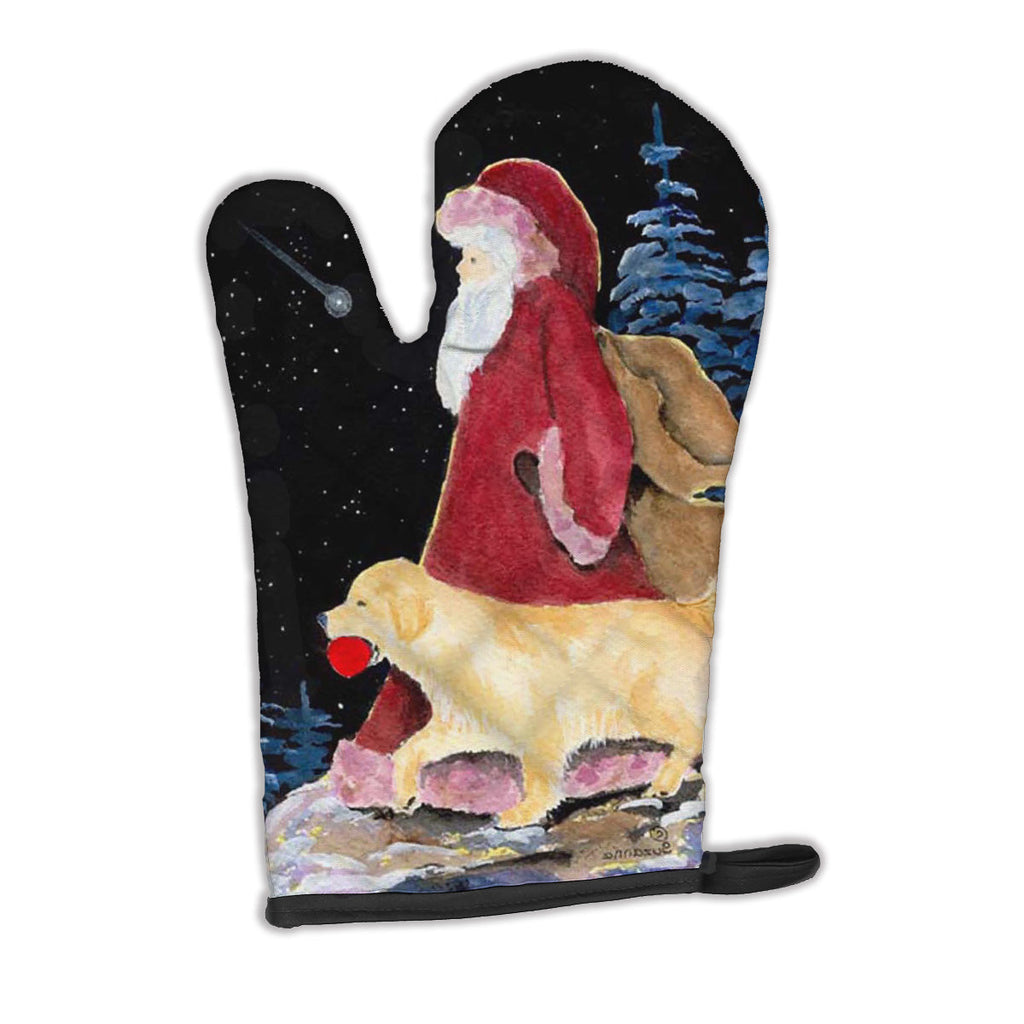 Santa Claus with  Golden Retriever Oven Mitt Heat Resistant Thick Oven Mitt for Hot Pans and Oven, Kitchen Mitt Protect Hands, Cooking Baking Glove