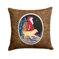 Santa Claus with  Golden Retriever Decorative Throw Pillow 14x14 Indoor Outdoor Accent Cushion, Fabric Cover with Insert for Sofa, Bed, Porch & Living Room