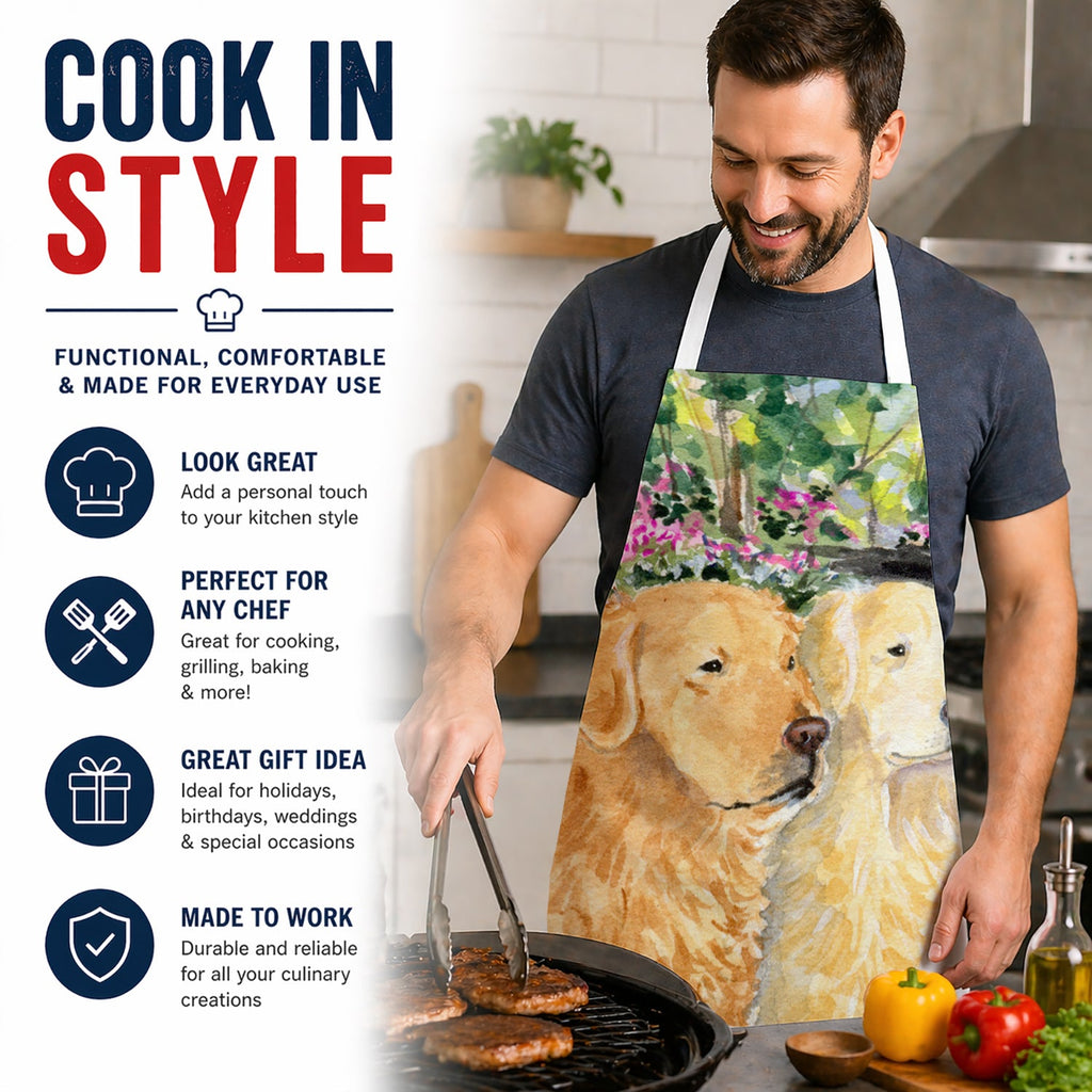 Golden Retriever Apron Cooking Kitchen Server Baking Crafts Gardening for Adult Women Men, Unisex, Large, Multicolor