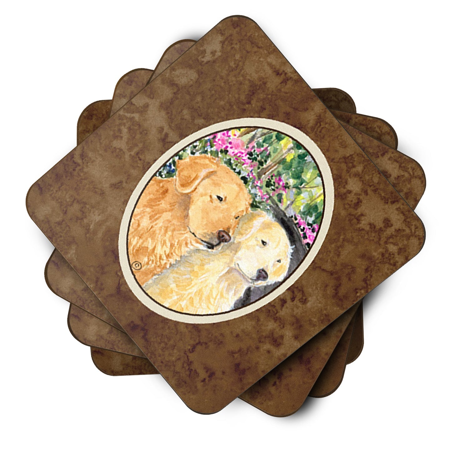 Golden Retriever Foam Coasters Set of 4 Cup Coasters for Indoor Outdoor, Tabletop Protection, Anti Slip, Mouse pad Material
