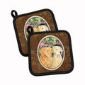 Golden Retriever Pot Holder Set of 2 Heat Resistant Quilted Hot Pads 7.5 x 7.5 Inch, Insulated Kitchen Trivets for Cooking & Baking
