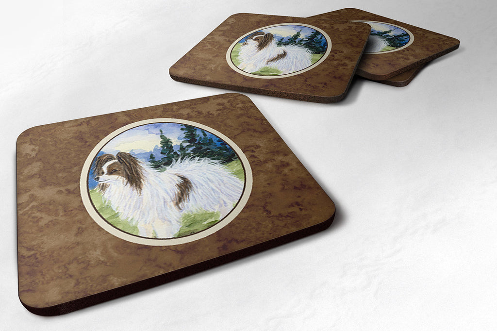 Papillon Foam Coasters Set of 4 Cup Coasters for Indoor Outdoor, Tabletop Protection, Anti Slip, Mouse pad Material