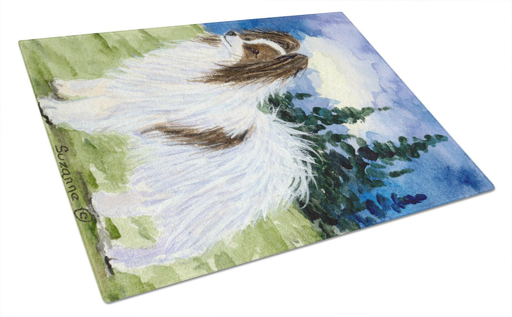 Papillon Cutting Board Tempered Glass Kitchen Cutting Surface, Heat Resistant Chopping, Non-Slip Feet, Food Prep & Serving