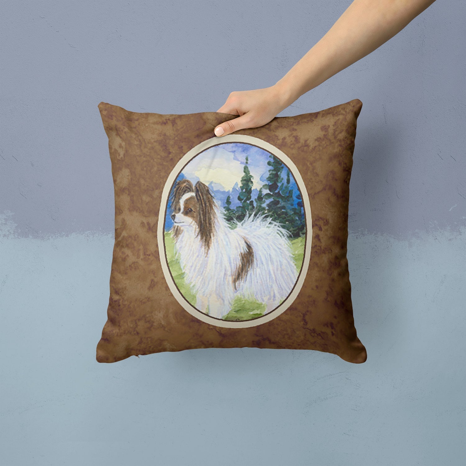 Papillon Decorative Throw Pillow 14x14 Indoor Outdoor Accent Cushion, Fabric Cover with Insert for Sofa, Bed, Porch & Living Room