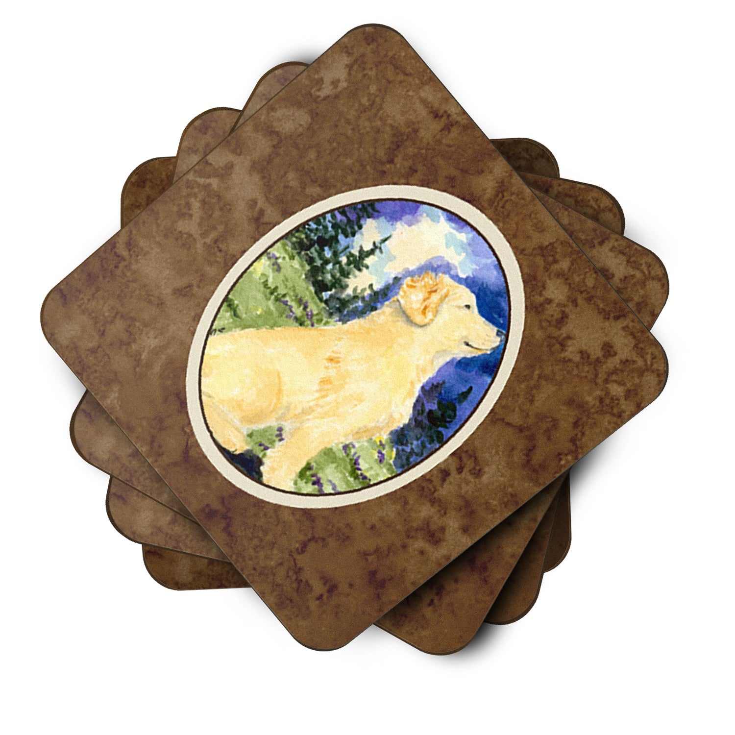 Golden Retriever Foam Coasters Set of 4 Cup Coasters for Indoor Outdoor, Tabletop Protection, Anti Slip, Mouse pad Material