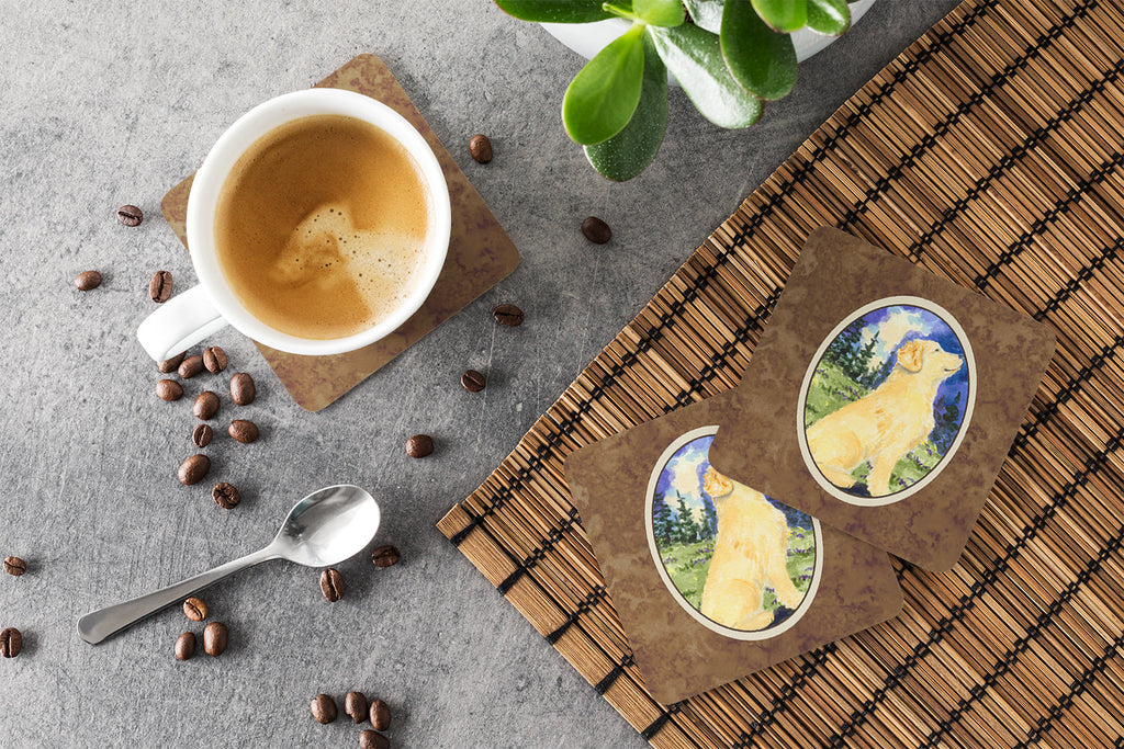 Golden Retriever Foam Coasters Set of 4 Cup Coasters for Indoor Outdoor, Tabletop Protection, Anti Slip, Mouse pad Material