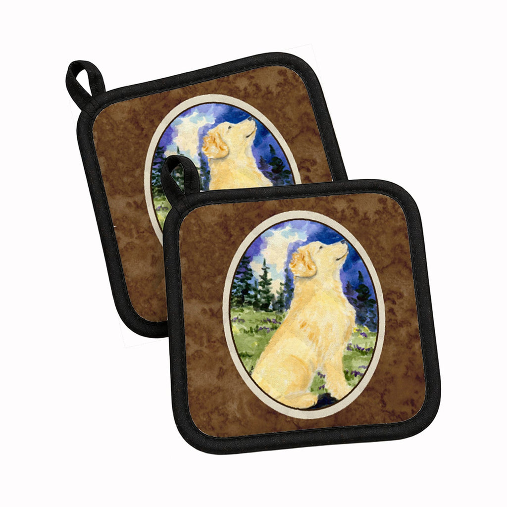 Golden Retriever Pot Holder Set of 2 Heat Resistant Quilted Hot Pads 7.5 x 7.5 Inch, Insulated Kitchen Trivets for Cooking & Baking