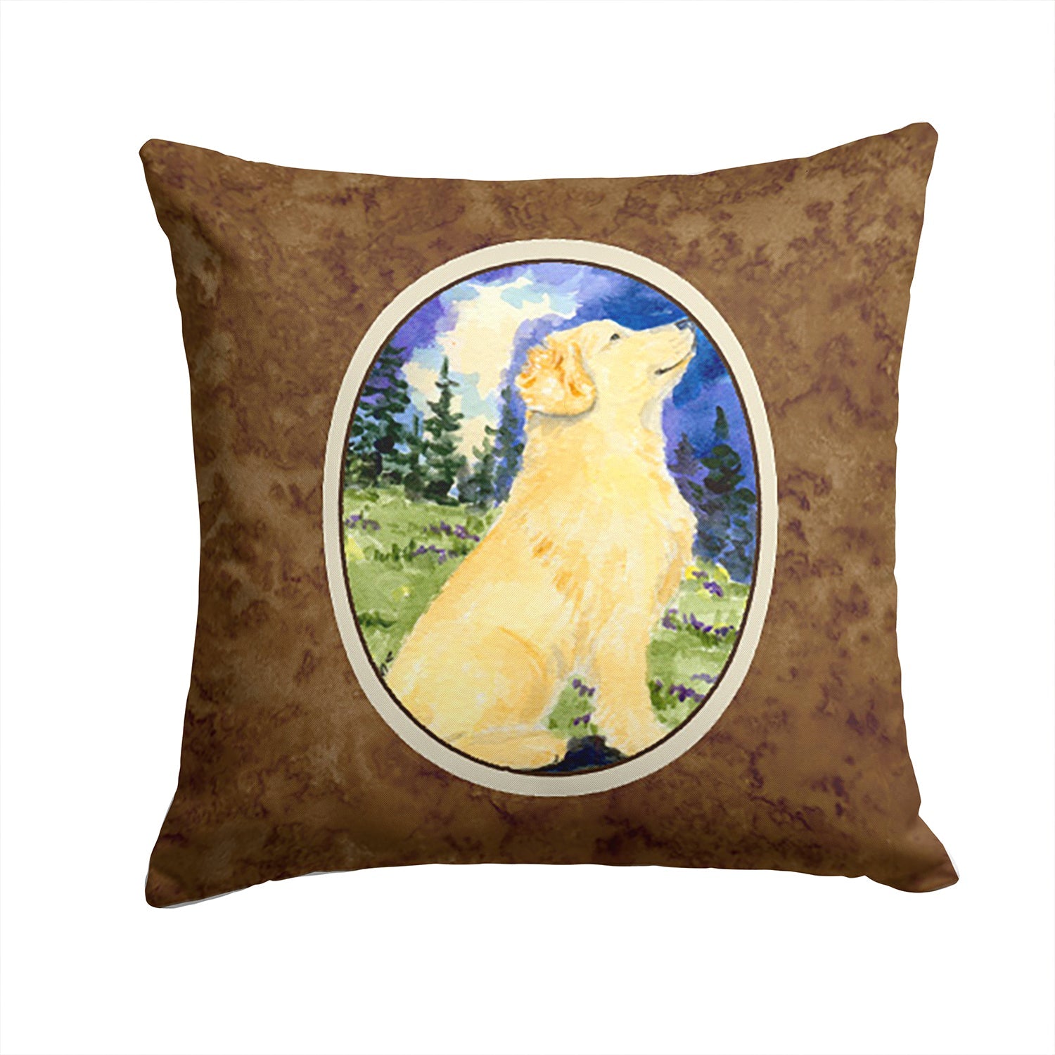 Golden Retriever Decorative Throw Pillow 14x14 Indoor Outdoor Accent Cushion, Fabric Cover with Insert for Sofa, Bed, Porch & Living Room