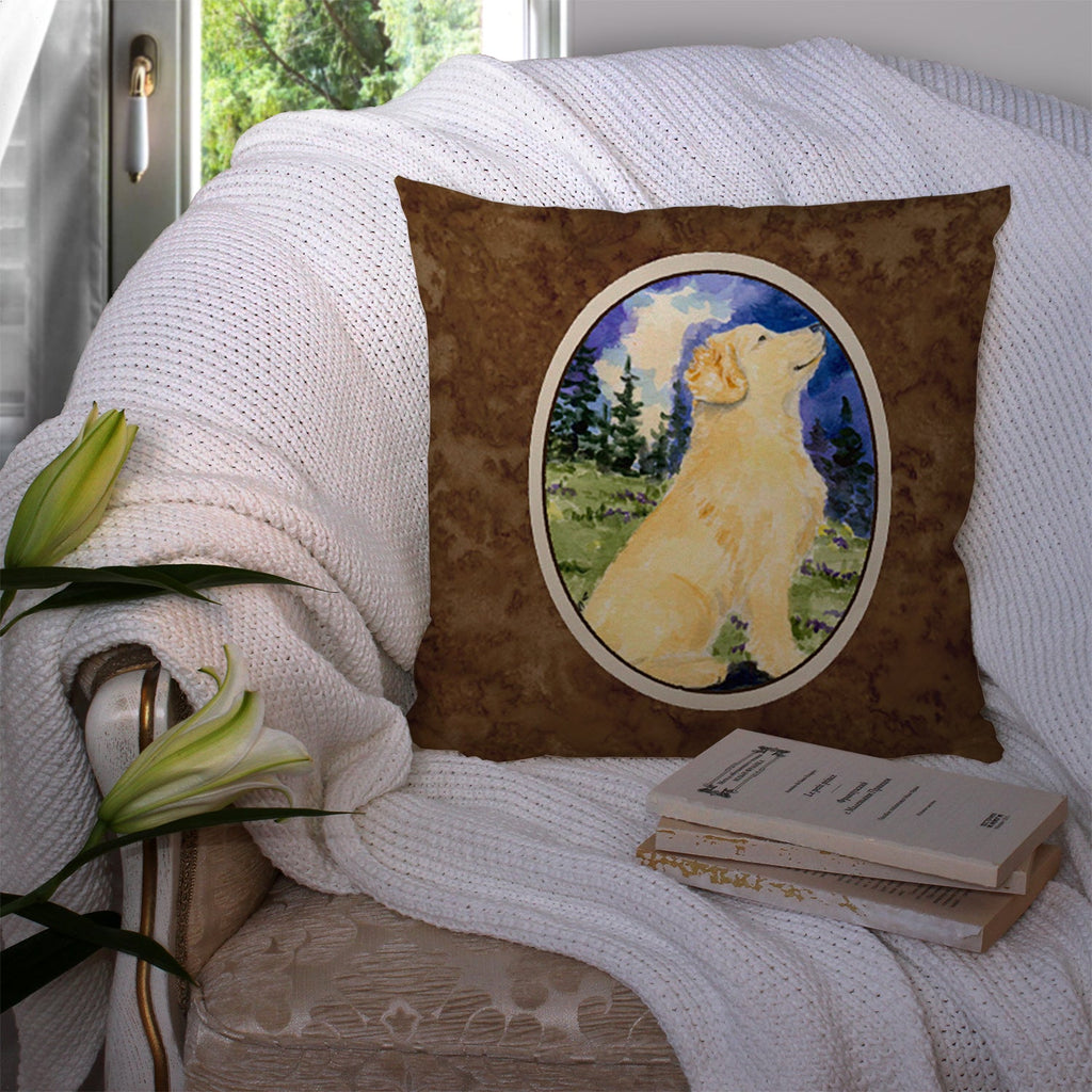 Golden Retriever Decorative Throw Pillow 14x14 Indoor Outdoor Accent Cushion, Fabric Cover with Insert for Sofa, Bed, Porch & Living Room