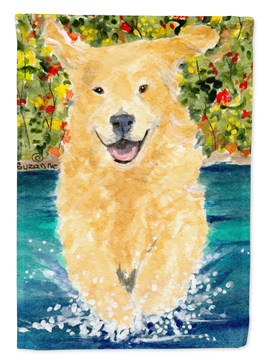 Golden Retriever House Flag 28x40 Porch Sleeve Pole Decorative Outside Yard Banner Artwork Wall Hanging, Polyester