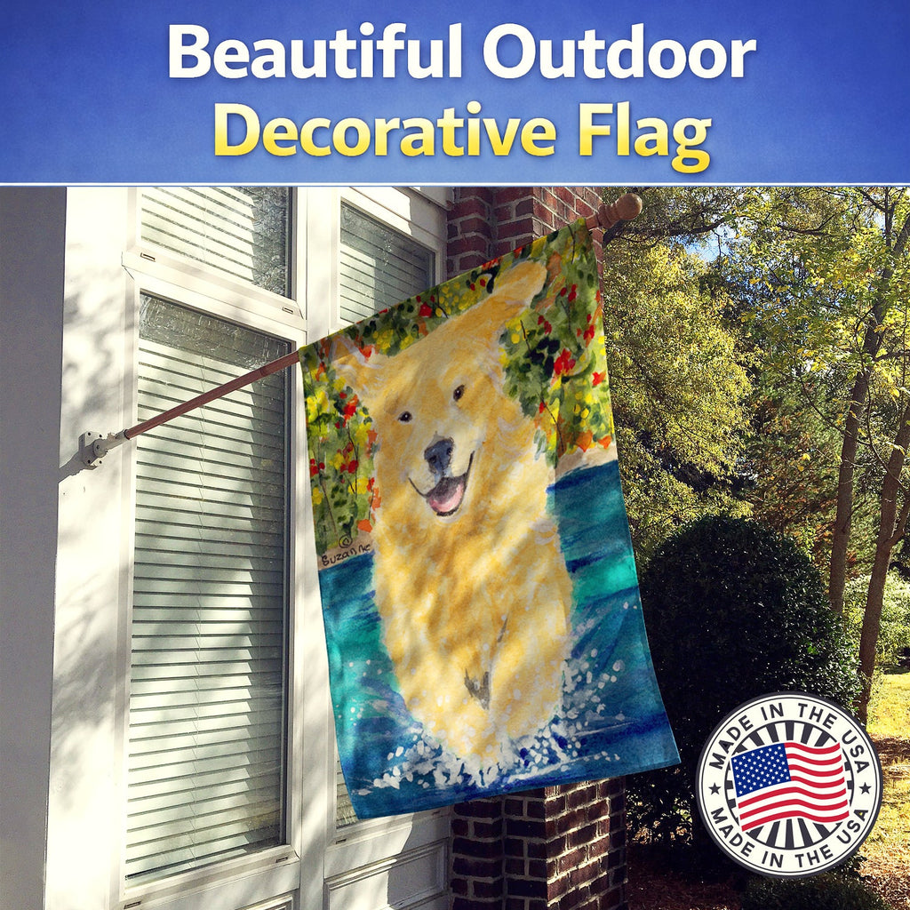 Golden Retriever House Flag 28x40 Porch Sleeve Pole Decorative Outside Yard Banner Artwork Wall Hanging, Polyester