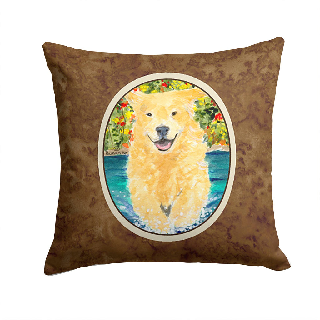Golden Retriever Decorative Throw Pillow 14x14 Indoor Outdoor Accent Cushion, Fabric Cover with Insert for Sofa, Bed, Porch & Living Room