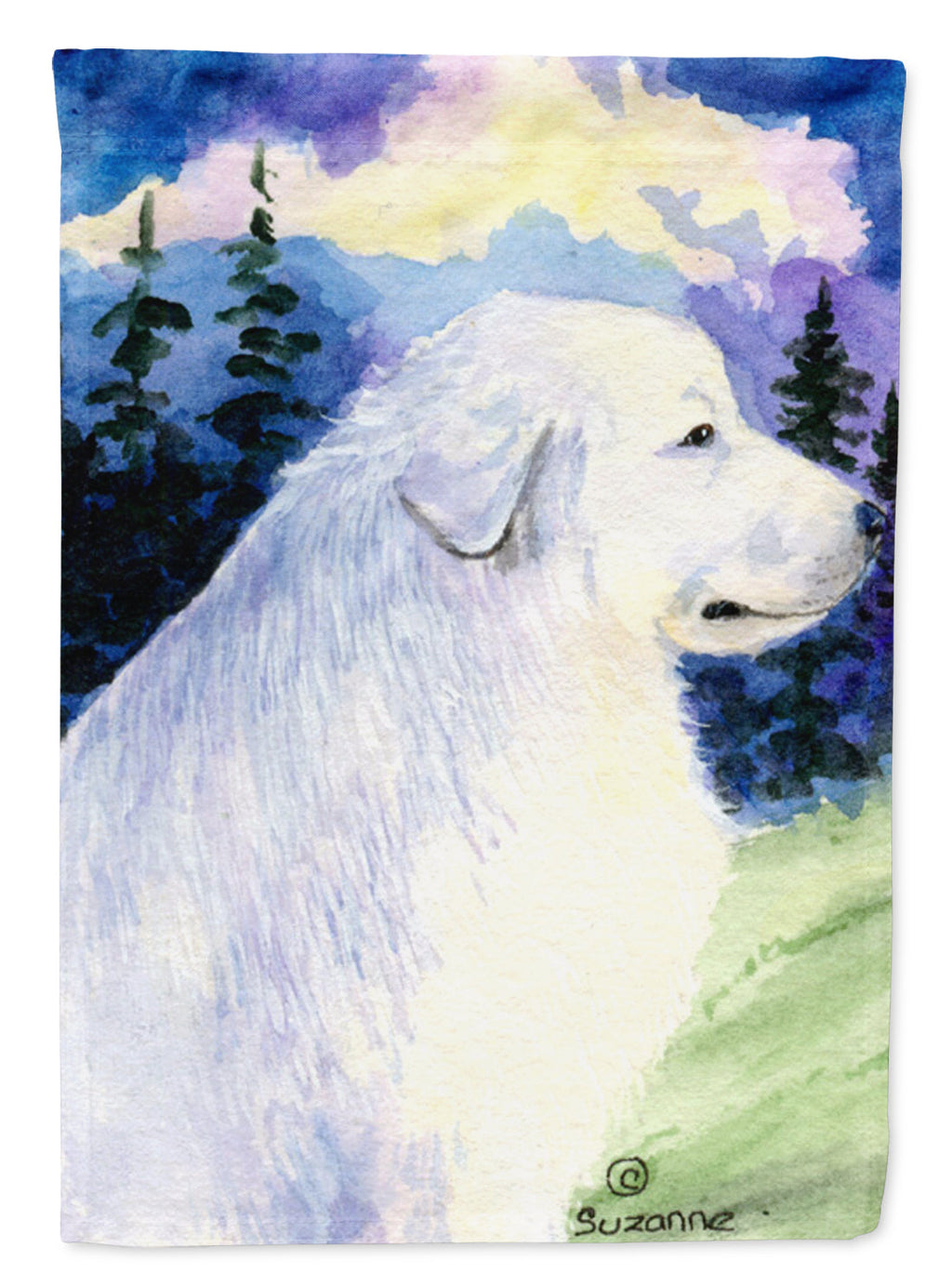 Great Pyrenees House Flag 28x40 Porch Sleeve Pole Decorative Outside Yard Banner Artwork Wall Hanging, Polyester