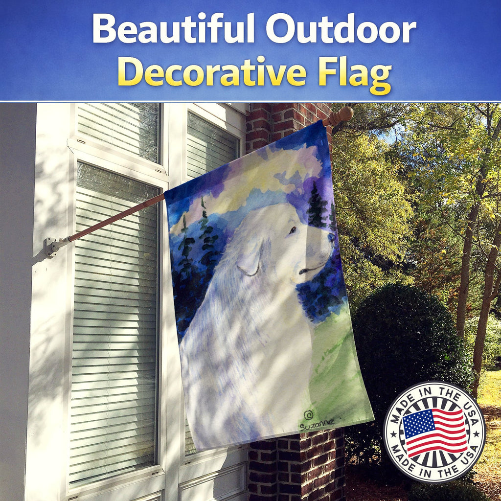 Great Pyrenees House Flag 28x40 Porch Sleeve Pole Decorative Outside Yard Banner Artwork Wall Hanging, Polyester