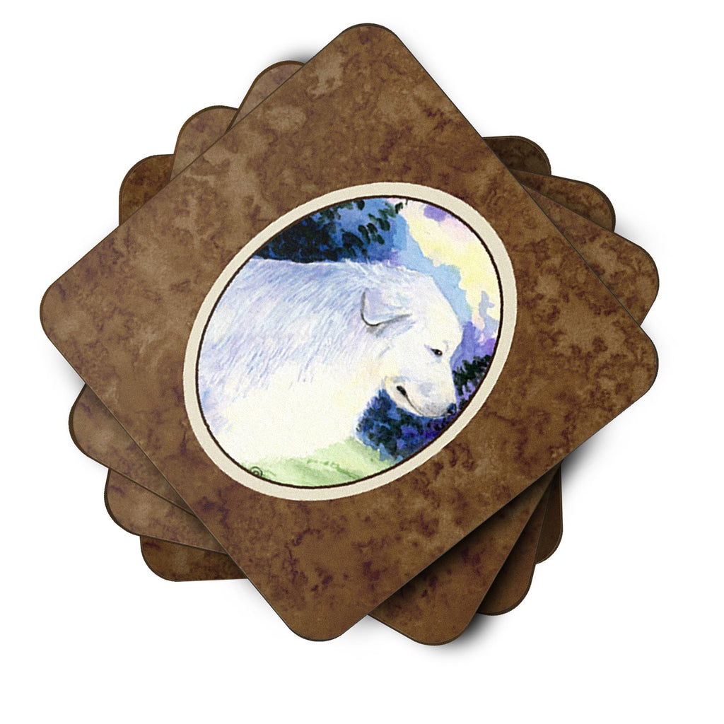 Great Pyrenees Foam Coasters Set of 4 Cup Coasters for Indoor Outdoor, Tabletop Protection, Anti Slip, Mouse pad Material