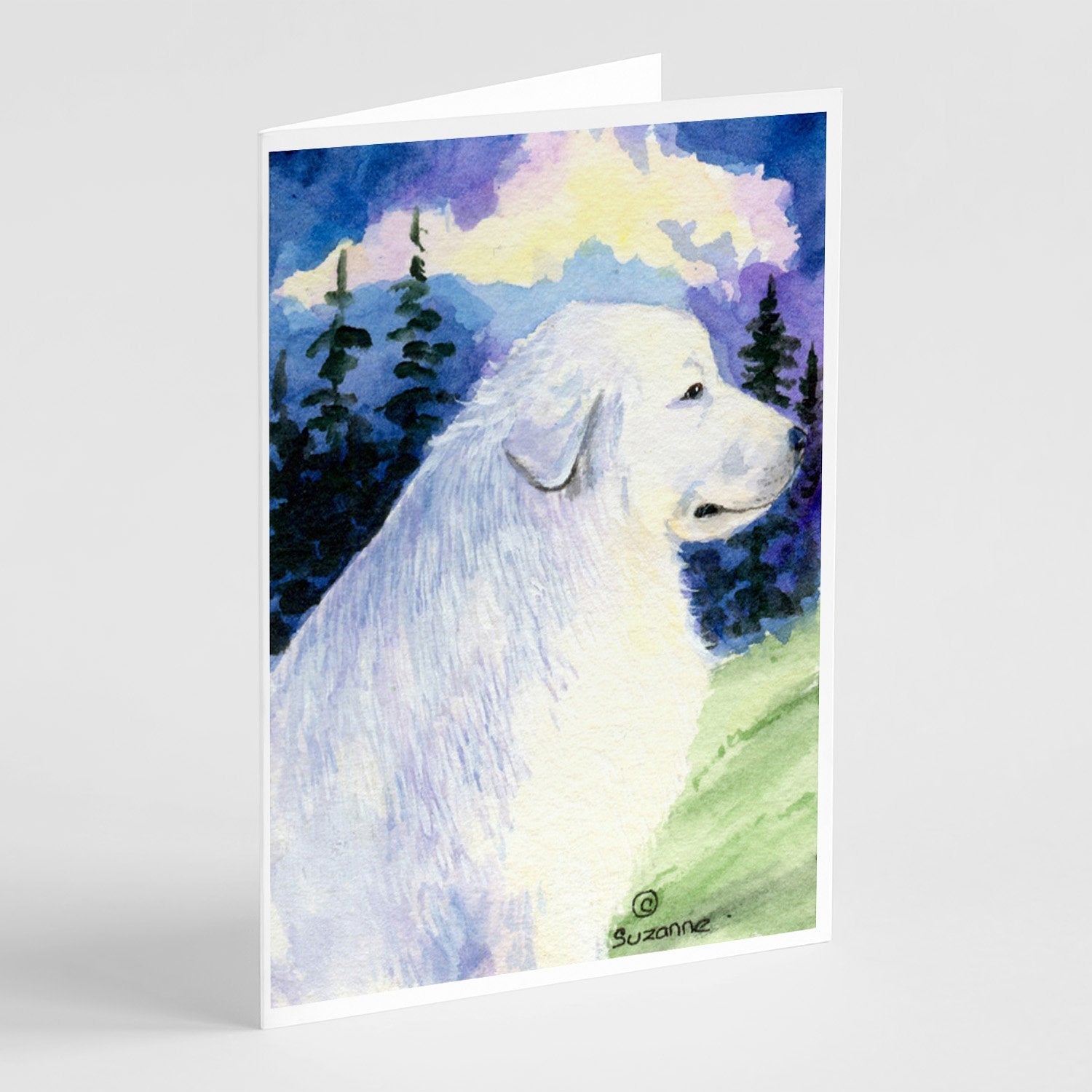 Great Pyrenees Greeting Cards Pack of 8 Blank Cards with Envelopes Whimsical A7 Size 5x7