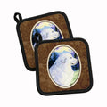 Great Pyrenees Pot Holder Set of 2 Heat Resistant Quilted Hot Pads 7.5 x 7.5 Inch, Insulated Kitchen Trivets for Cooking & Baking
