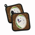 Great Pyrenees Pot Holder Set of 2 Heat Resistant Quilted Hot Pads 7.5 x 7.5 Inch, Insulated Kitchen Trivets for Cooking & Baking