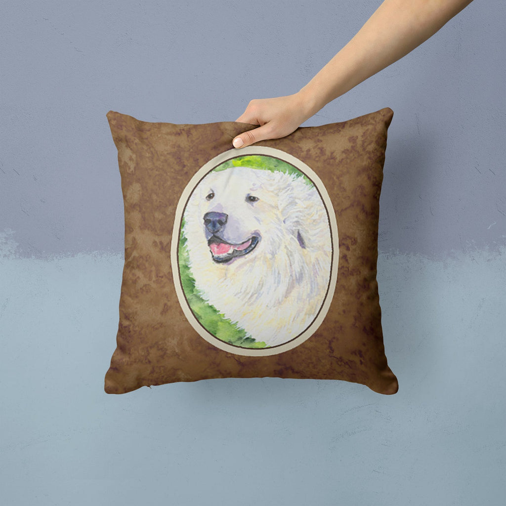 Great Pyrenees Decorative Throw Pillow 14x14 Indoor Outdoor Accent Cushion, Fabric Cover with Insert for Sofa, Bed, Porch & Living Room