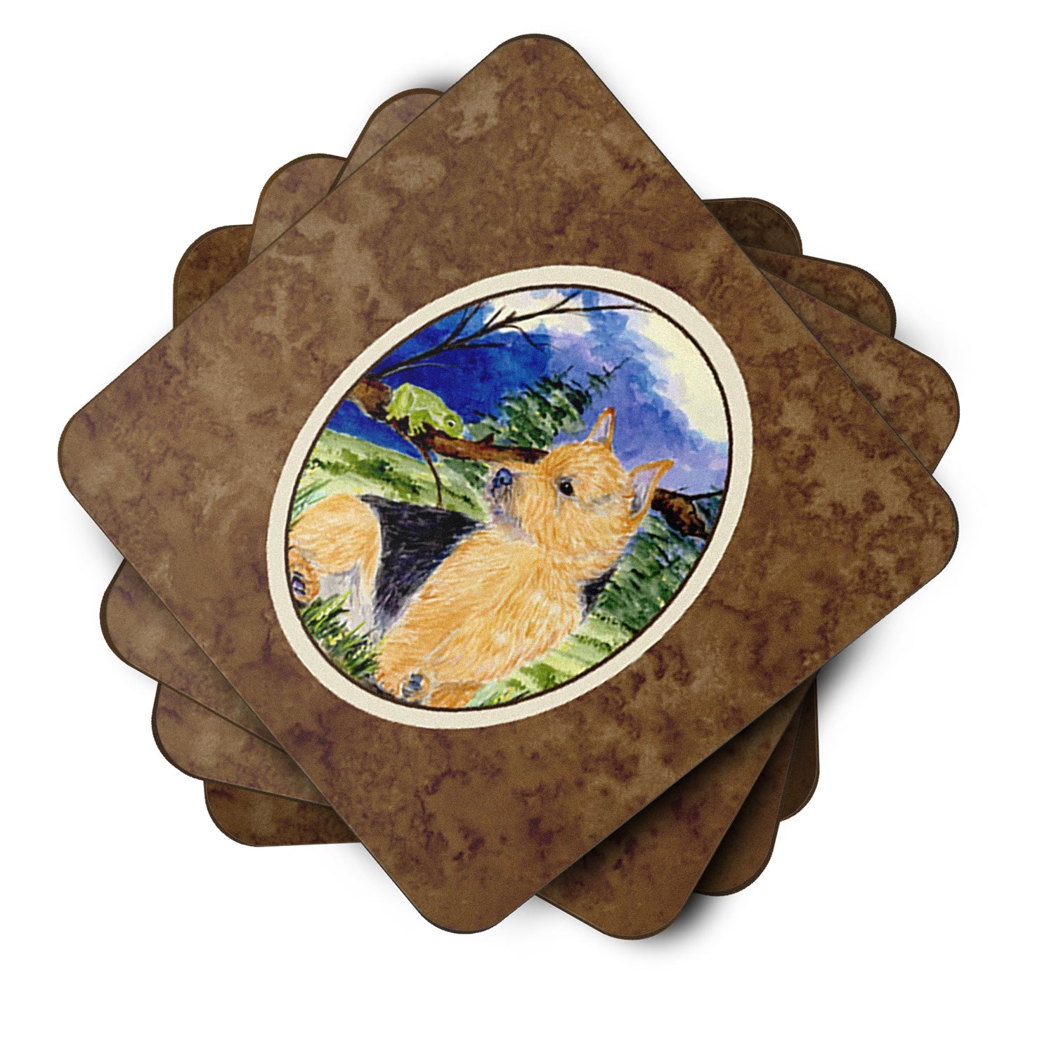 Norwich Terrier Foam Coasters Set of 4 Cup Coasters for Indoor Outdoor, Tabletop Protection, Anti Slip, Mouse pad Material