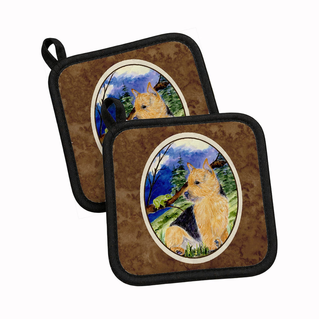 Norwich Terrier Pot Holder Set of 2 Heat Resistant Quilted Hot Pads 7.5 x 7.5 Inch, Insulated Kitchen Trivets for Cooking & Baking