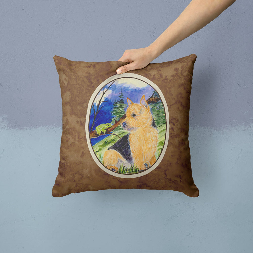 Norwich Terrier Decorative Throw Pillow 14x14 Indoor Outdoor Accent Cushion, Fabric Cover with Insert for Sofa, Bed, Porch & Living Room
