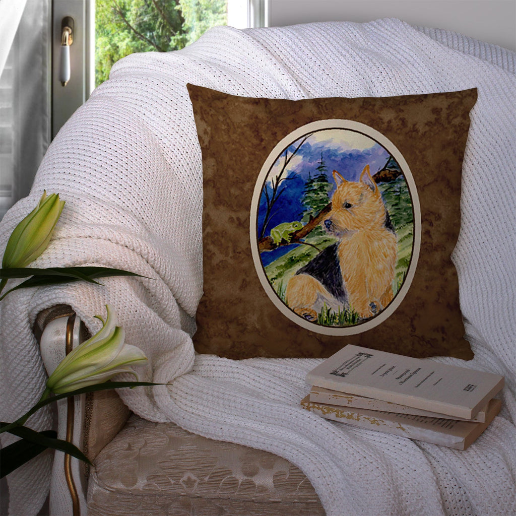 Norwich Terrier Decorative Throw Pillow 14x14 Indoor Outdoor Accent Cushion, Fabric Cover with Insert for Sofa, Bed, Porch & Living Room
