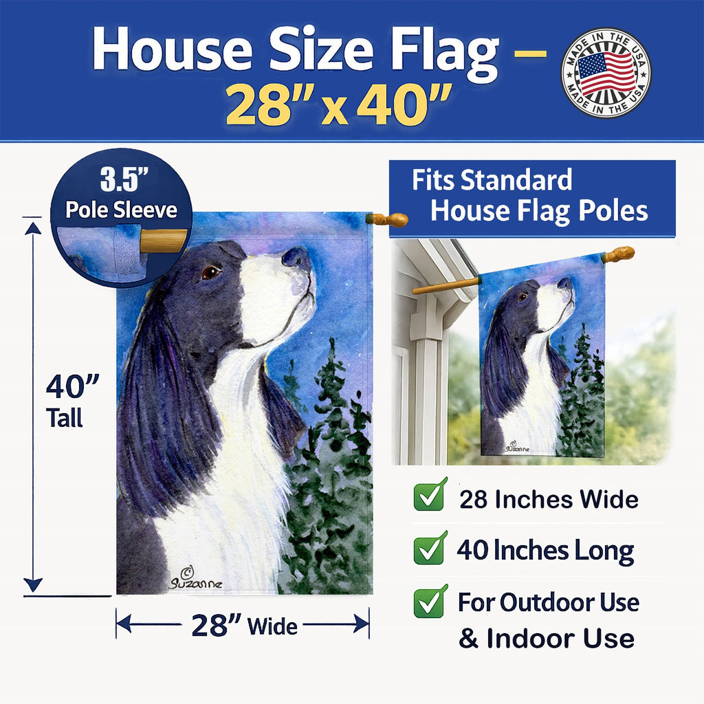 English Springer Spaniel House Flag 28x40 Porch Sleeve Pole Decorative Outside Yard Banner Artwork Wall Hanging, Polyester