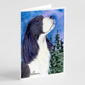 English Springer Spaniel Greeting Cards Pack of 8 Blank Cards with Envelopes Whimsical A7 Size 5x7