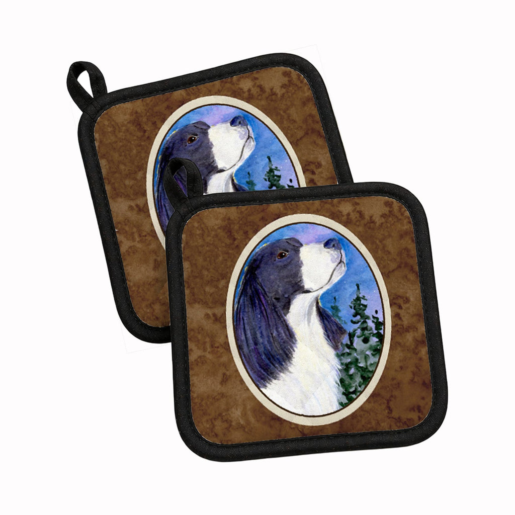 English Springer Spaniel Pot Holder Set of 2 Heat Resistant Quilted Hot Pads 7.5 x 7.5 Inch, Insulated Kitchen Trivets for Cooking & Baking