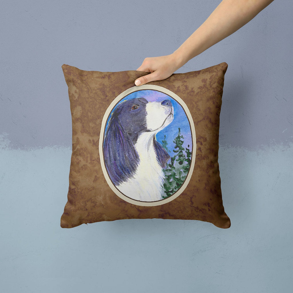 English Springer Spaniel Decorative Throw Pillow 14x14 Indoor Outdoor Accent Cushion, Fabric Cover with Insert for Sofa, Bed, Porch & Living Room