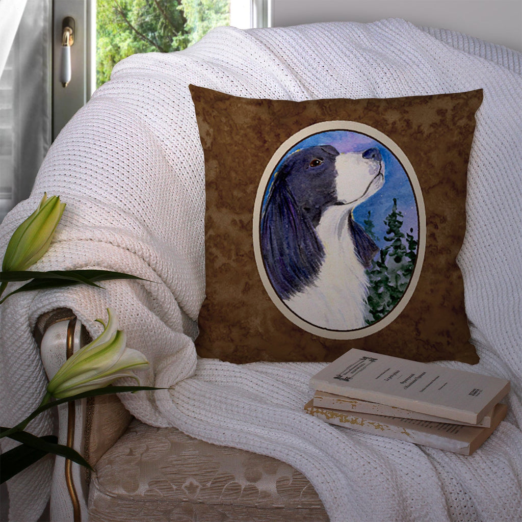 English Springer Spaniel Decorative Throw Pillow 14x14 Indoor Outdoor Accent Cushion, Fabric Cover with Insert for Sofa, Bed, Porch & Living Room