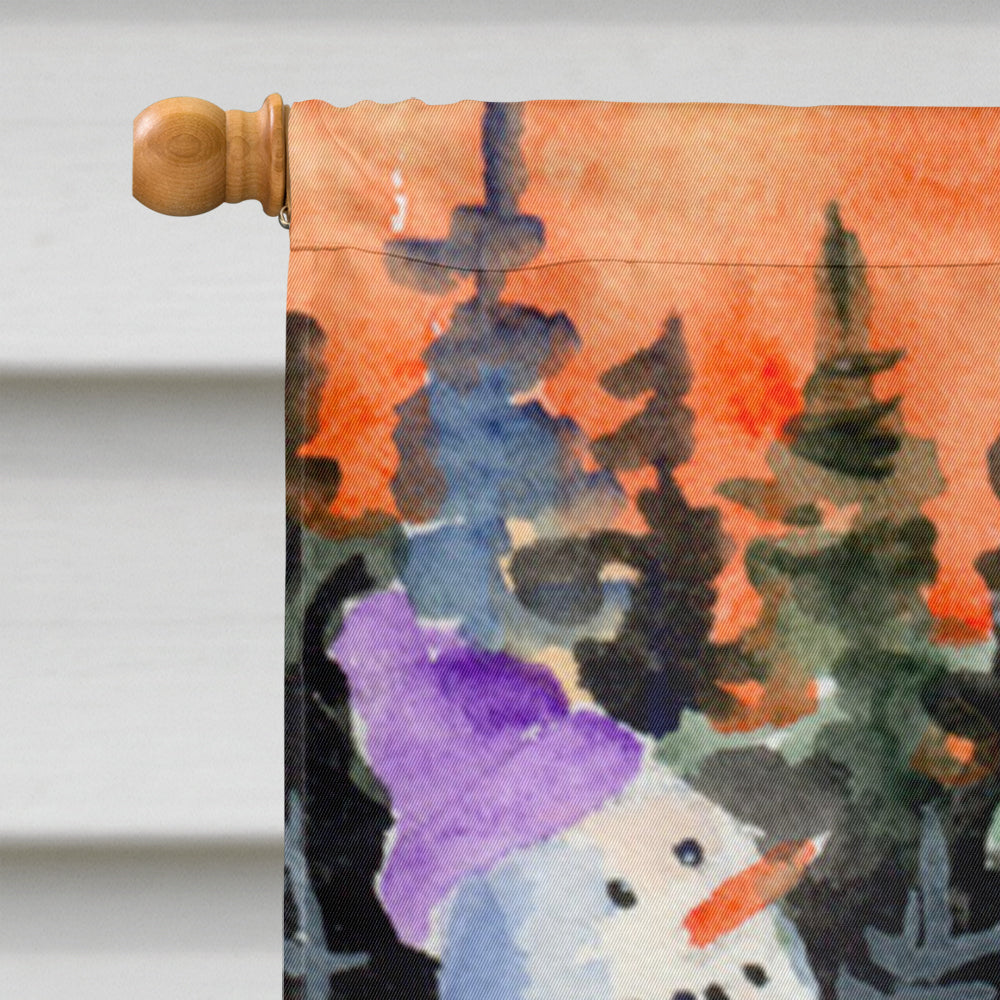 Snowman with Golden Retriever House Flag 28x40 Porch Sleeve Pole Decorative Outside Yard Banner Artwork Wall Hanging, Polyester