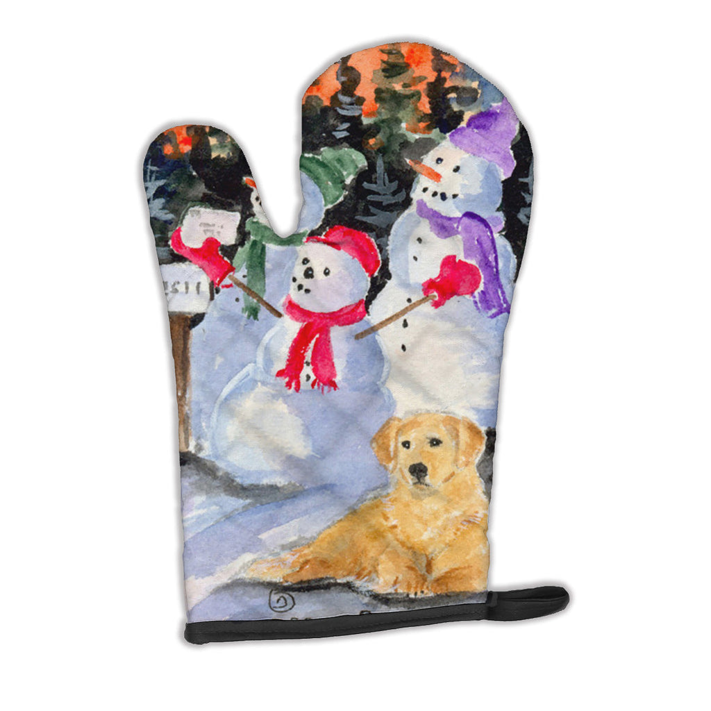 Snowman with Golden Retriever Oven Mitt Heat Resistant Thick Oven Mitt for Hot Pans and Oven, Kitchen Mitt Protect Hands, Cooking Baking Glove