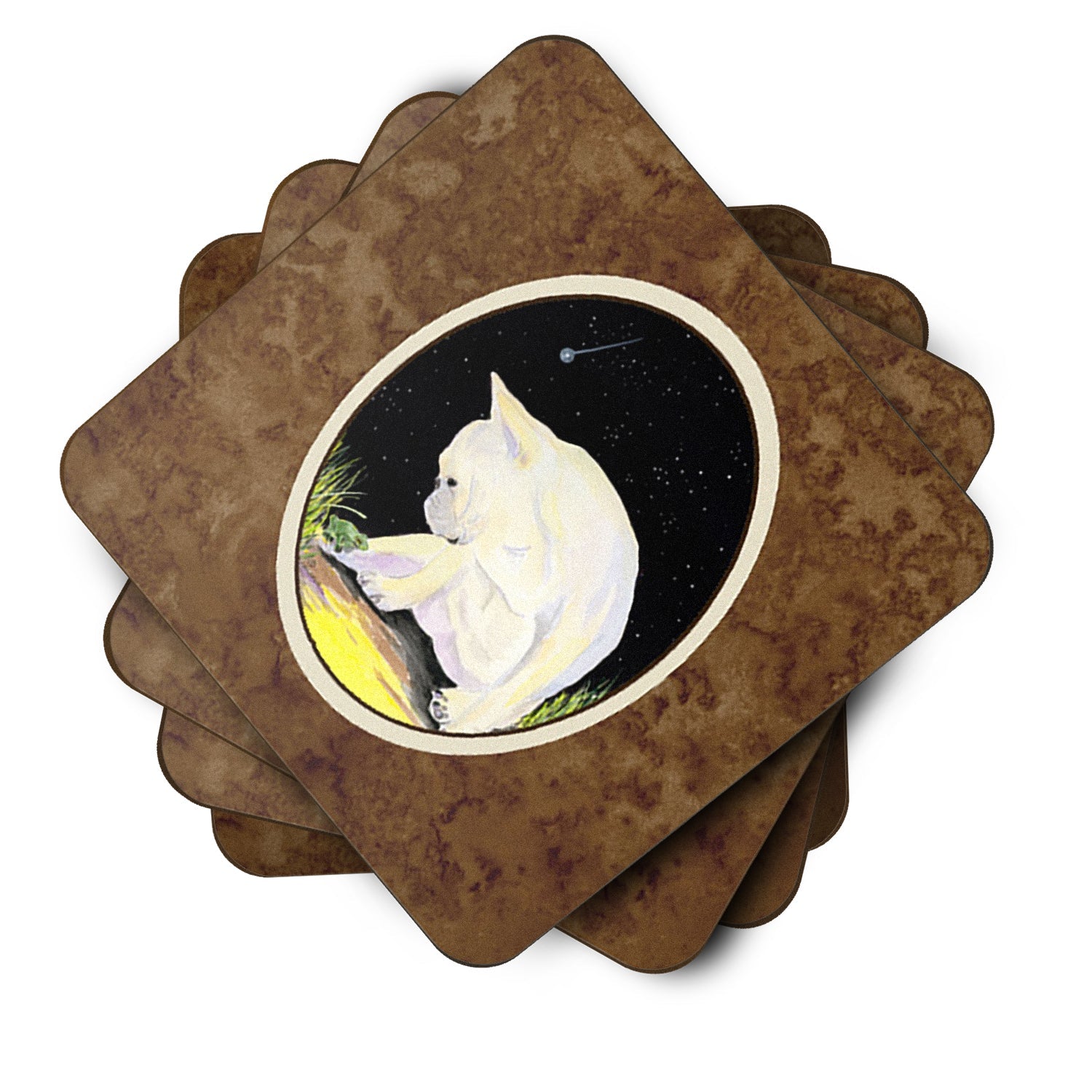 French Bulldog Foam Coasters Set of 4 Cup Coasters for Indoor Outdoor, Tabletop Protection, Anti Slip, Mouse pad Material