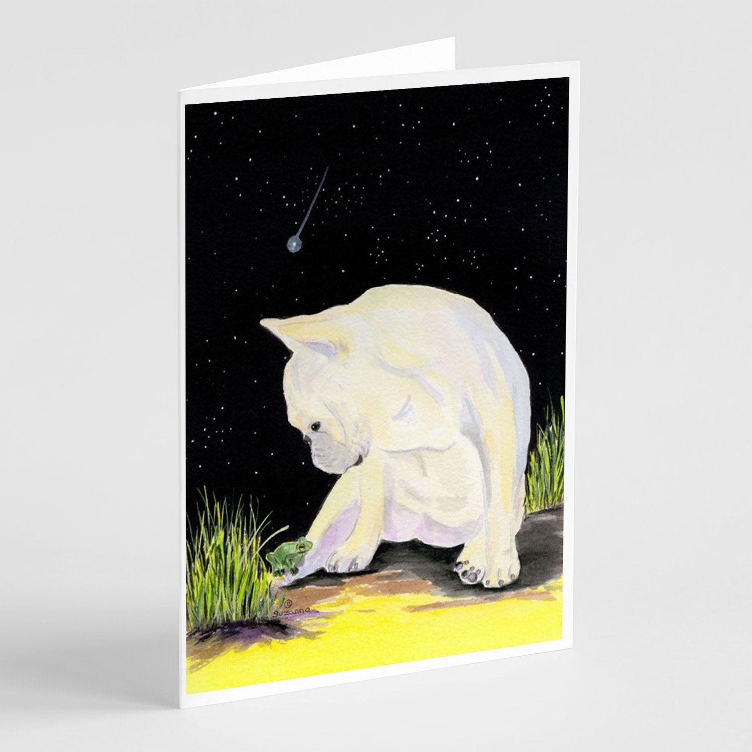 French Bulldog Greeting Cards Pack of 8 Blank Cards with Envelopes Whimsical A7 Size 5x7