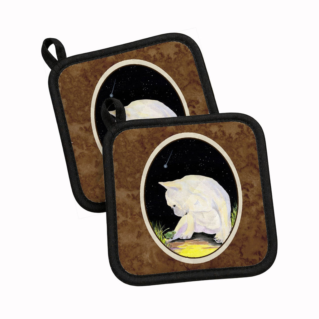 French Bulldog Pot Holder Set of 2 Heat Resistant Quilted Hot Pads 7.5 x 7.5 Inch, Insulated Kitchen Trivets for Cooking & Baking