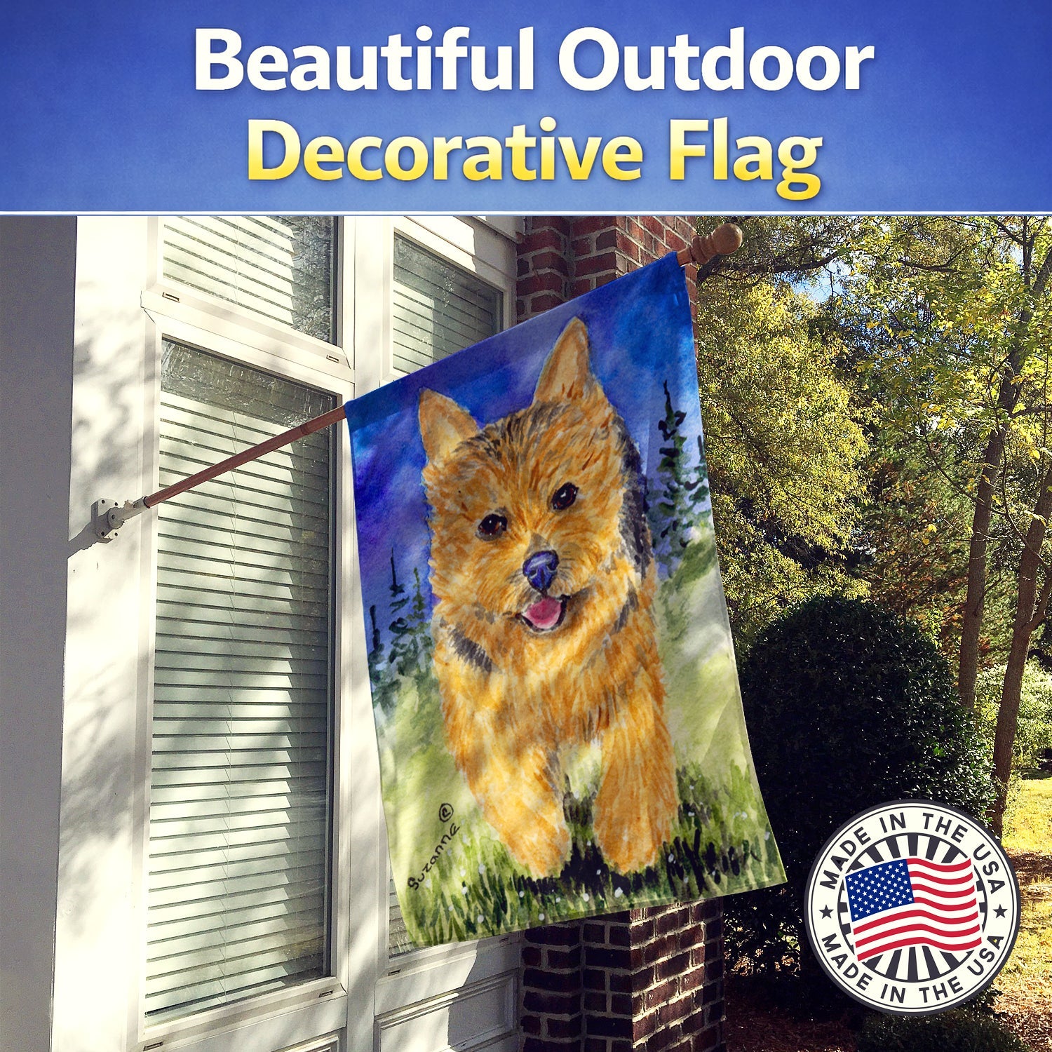 Norwich Terrier House Flag 28x40 Porch Sleeve Pole Decorative Outside Yard Banner Artwork Wall Hanging, Polyester
