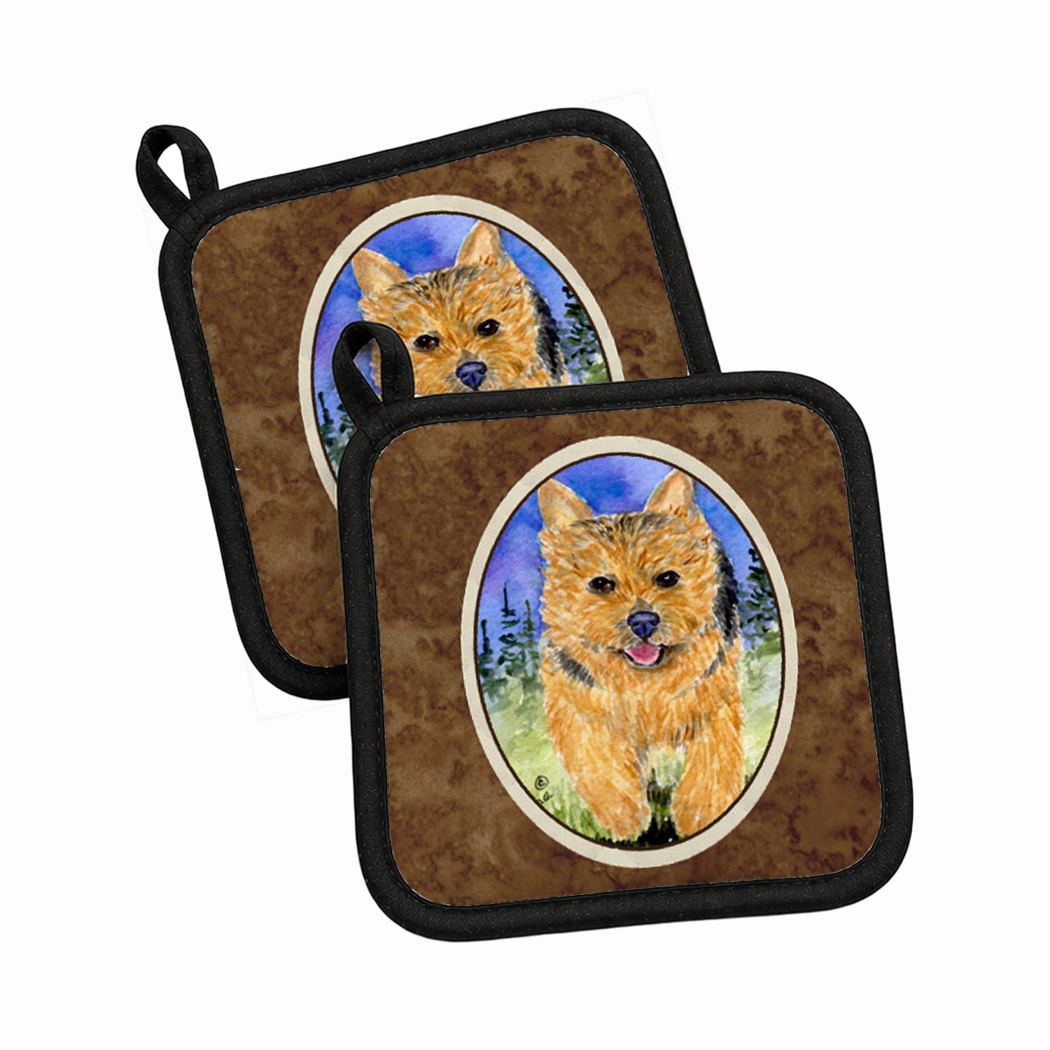 Norwich Terrier Pot Holder Set of 2 Heat Resistant Quilted Hot Pads 7.5 x 7.5 Inch, Insulated Kitchen Trivets for Cooking & Baking
