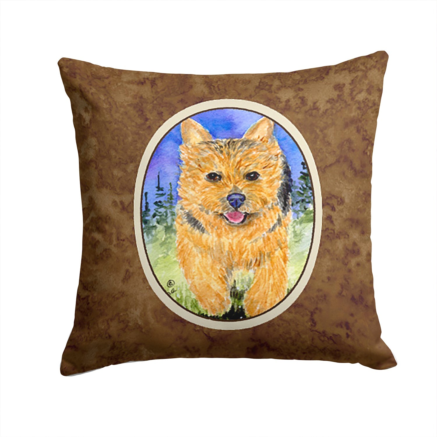 Norwich Terrier Decorative Throw Pillow 14x14 Indoor Outdoor Accent Cushion, Fabric Cover with Insert for Sofa, Bed, Porch & Living Room