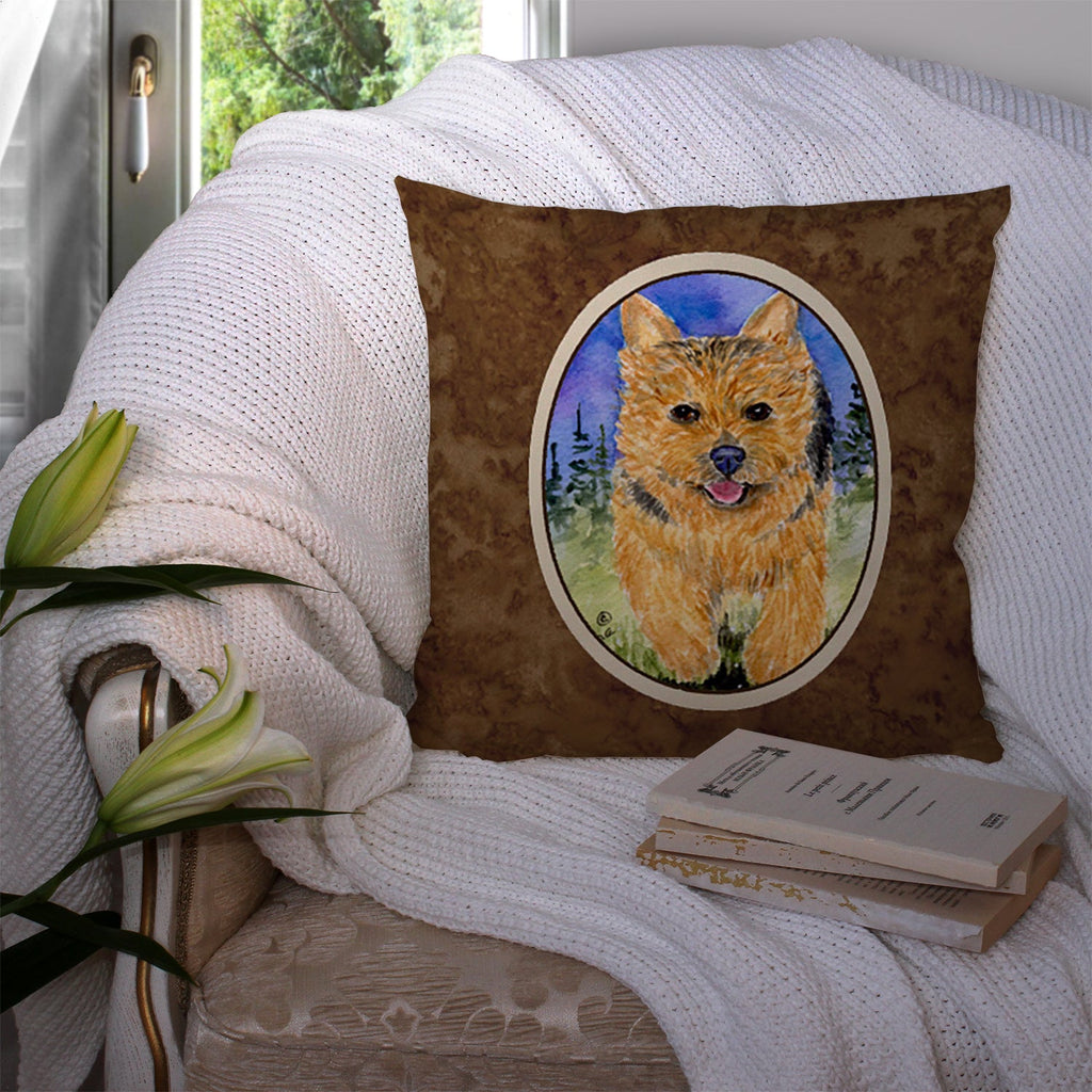 Norwich Terrier Decorative Throw Pillow 14x14 Indoor Outdoor Accent Cushion, Fabric Cover with Insert for Sofa, Bed, Porch & Living Room