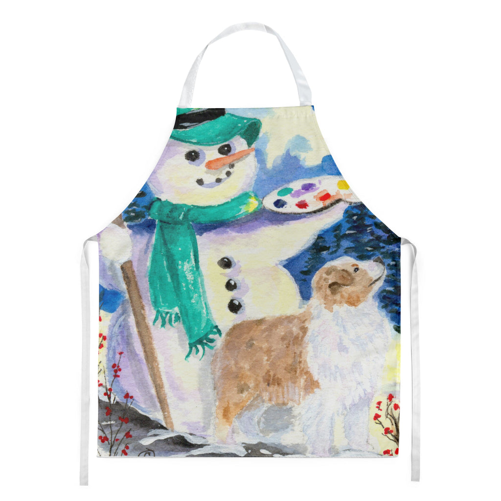 Snowman with Australian Shepherd Apron Cooking Kitchen Server Baking Crafts Gardening for Adult Women Men, Unisex, Large, Multicolor