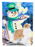 Snowman with Australian Shepherd House Flag 28x40 Porch Sleeve Pole Decorative Outside Yard Banner Artwork Wall Hanging, Polyester