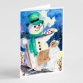 Snowman with Australian Shepherd Greeting Cards Pack of 8 Blank Cards with Envelopes Whimsical A7 Size 5x7