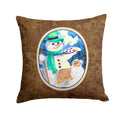 Snowman with Australian Shepherd Decorative Throw Pillow 14x14 Indoor Outdoor Accent Cushion, Fabric Cover with Insert for Sofa, Bed, Porch & Living Room