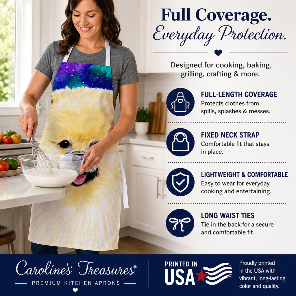 Pomeranian Apron Cooking Kitchen Server Baking Crafts Gardening for Adult Women Men, Unisex, Large, Multicolor