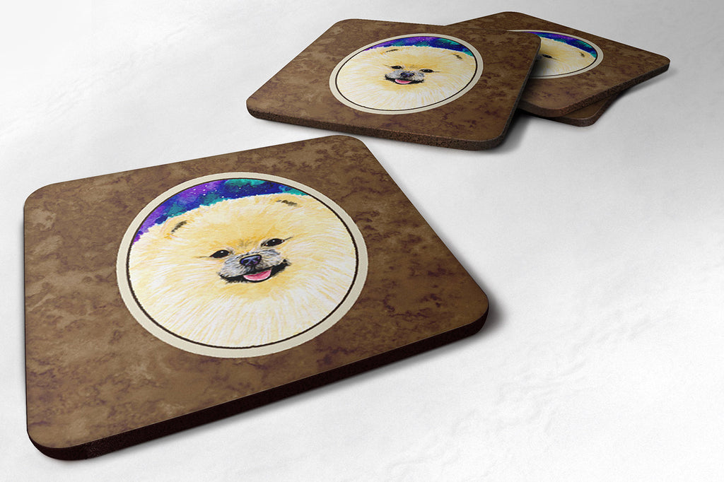 Pomeranian Foam Coasters Set of 4 Cup Coasters for Indoor Outdoor, Tabletop Protection, Anti Slip, Mouse pad Material