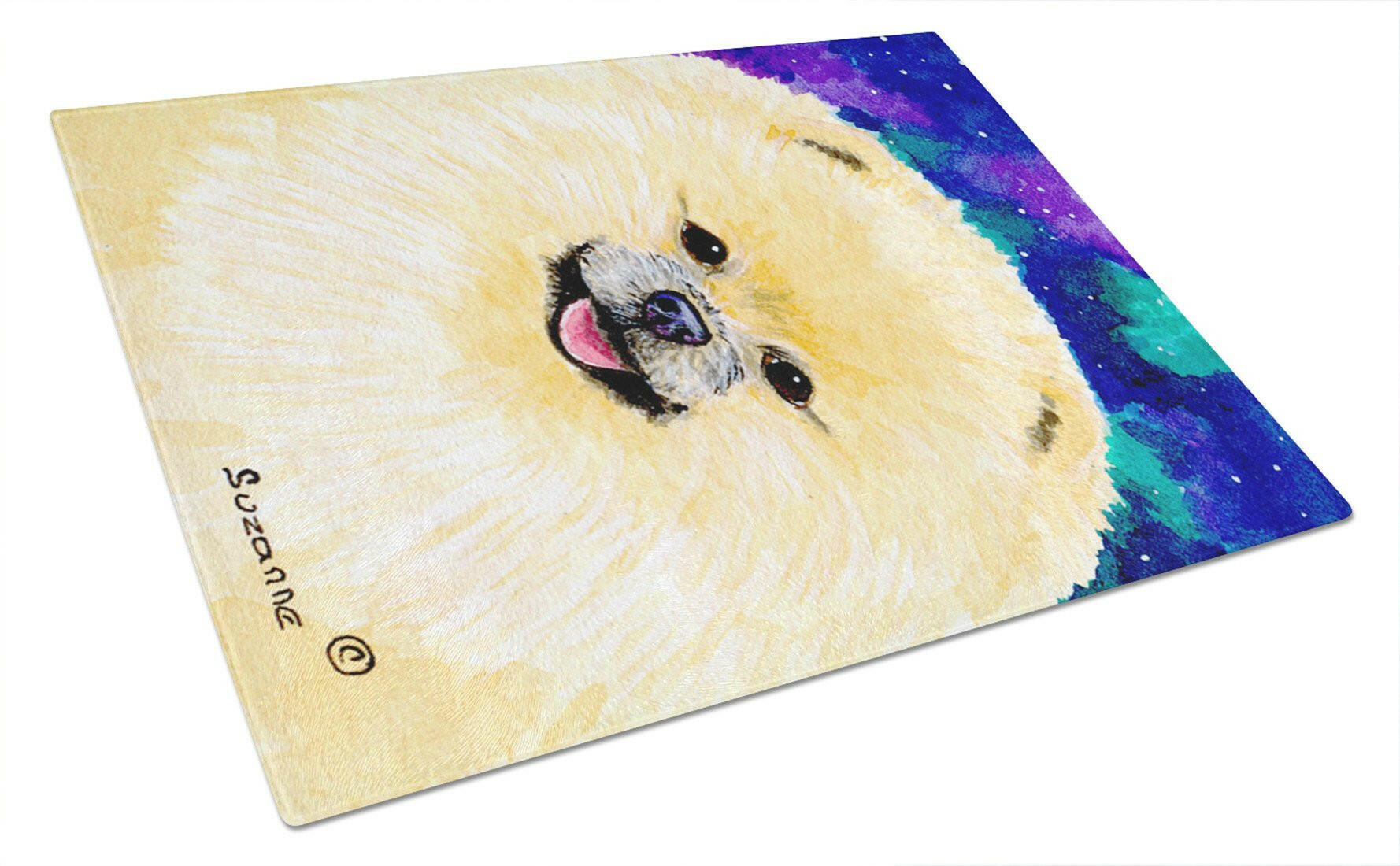 Pomeranian Cutting Board Tempered Glass Kitchen Cutting Surface, Heat Resistant Chopping, Non-Slip Feet, Food Prep & Serving