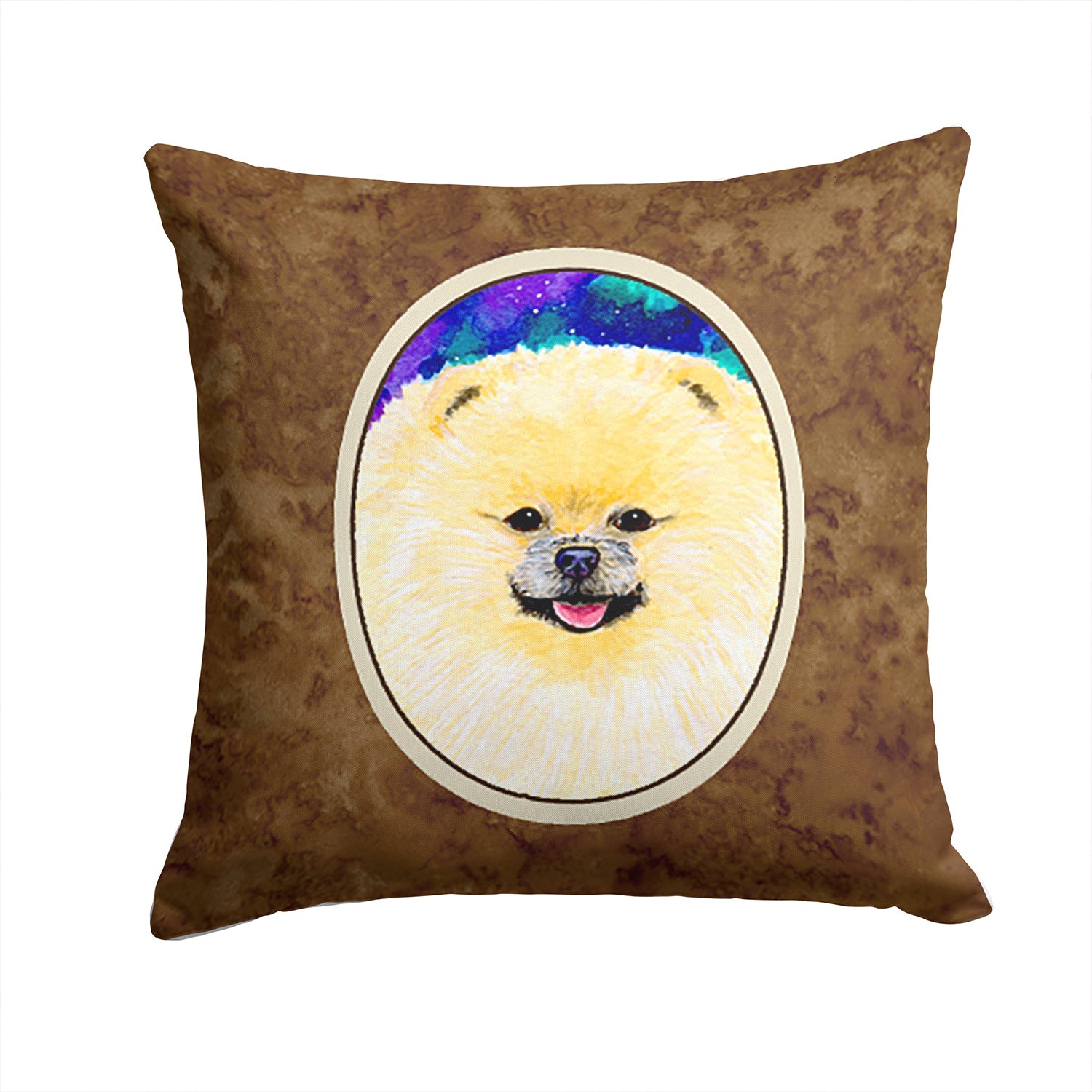 Pomeranian Decorative Throw Pillow 14x14 Indoor Outdoor Accent Cushion, Fabric Cover with Insert for Sofa, Bed, Porch & Living Room